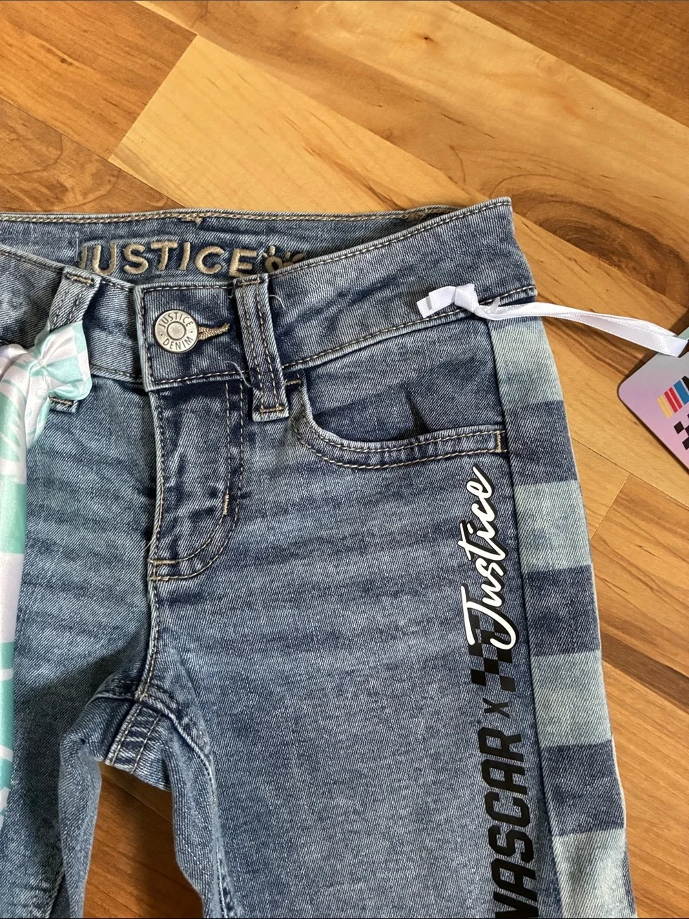 NASCAR x Justice Light Wash Denim Jeans And Bandana - Multiple Sizes